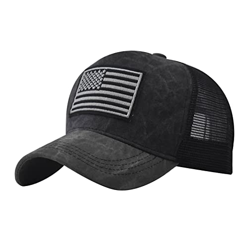 Men's Breathable Hat with Usa Flag Amerikanische Flagge Baseball Cap Herren Damen Verstellbar Usa Baseball Cap Us American Flag Embroidered Mesh Trucker Cap von Generisch