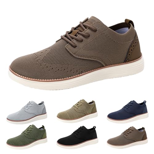 Men's Casual Dress Sneakers Oxfords Business Mesh Breathable Walking Shoes Herren Anzugschuhe Atmungsaktiv Gestrickter Stoff Schnürschuhe Formale Klassische Freizeitschuhe Oxfords Hochzeit Schuhe von Generisch