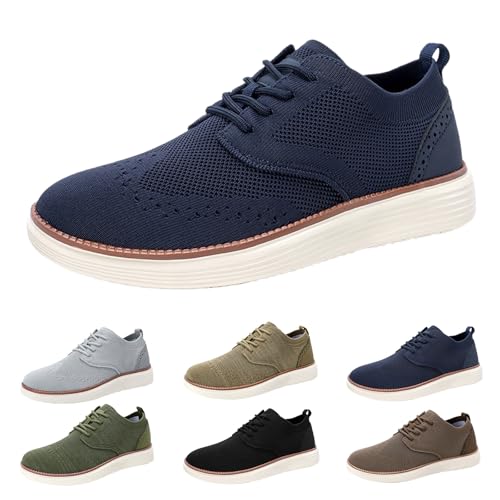 Men's Casual Dress Sneakers Oxfords Business Mesh Breathable Walking Shoes Herren Anzugschuhe Atmungsaktiv Gestrickter Stoff Schnürschuhe Formale Klassische Freizeitschuhe Oxfords Hochzeit Schuhe von Generisch