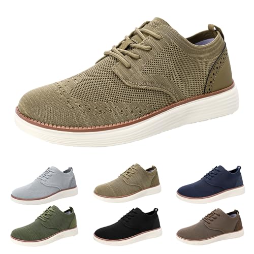 Men's Casual Dress Sneakers Oxfords Business Mesh Breathable Walking Shoes Herren Anzugschuhe Atmungsaktiv Gestrickter Stoff Schnürschuhe Formale Klassische Freizeitschuhe Oxfords Hochzeit Schuhe von Generisch
