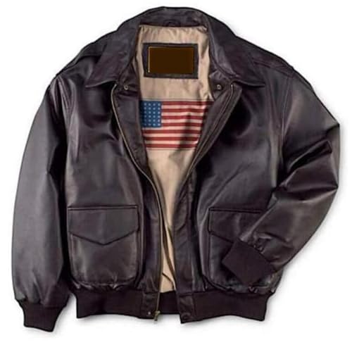 Men's Casual and Fashionable Leather Jacket Motorcycle Collar Jacket Flight Jacket Wollmantel Schwarz Herren Winterjacke Bomberjacke Fliegerjacke Pilotenjacke (Coffee, XS) von Generisch
