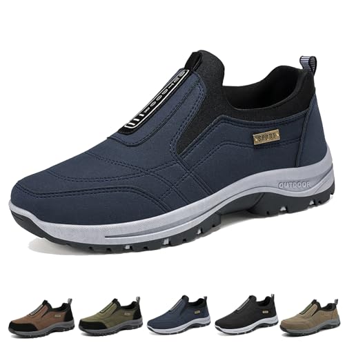 Men's Comfortable Waterproof Orthopedic Walking Shoes Hiking Shoes,Slip on Outdoor Non-Slip Shoes Casual Trail Shoes (Blue,45) von Generisch