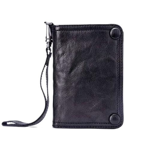 Men's Genuine Bifold Wallet - Large Capacity Card Holder with Zipper Pocket, Brown With Flat Pat, Taglia Unica von Generisch