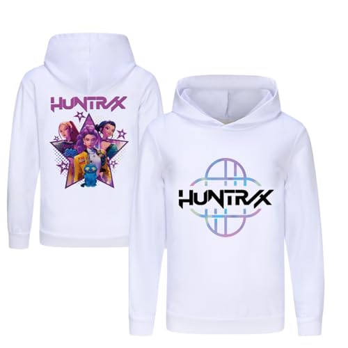 Mengmiao Huntrix KPop Huntr/x Hoodie & 2-teiliges Set für Mädchen – Kurz Geschnittener Kapuzen KPop D-De-Mon H-Hunters Pulli Kids Pullover mit Druck oder Huntr/x Hoodie+Jogginghose Streetwear von Generisch