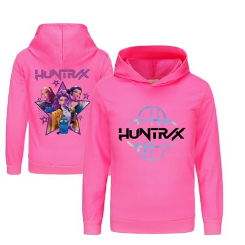 Mengmiao Huntrix KPop Huntr/x Hoodie & 2-teiliges Set für Mädchen – Kurz Geschnittener Kapuzen KPop D-De-Mon H-Hunters Pulli Kids Pullover mit Druck oder Huntr/x Hoodie+Jogginghose Streetwear von Generisch