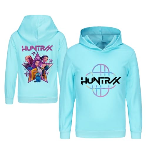 Mengmiao Huntrix KPop Huntr/x Hoodie & 2-teiliges Set für Mädchen – Kurz Geschnittener Kapuzen KPop D-De-Mon H-Hunters Pulli Kids Pullover mit Druck oder Huntr/x Hoodie+Jogginghose Streetwear von Generisch