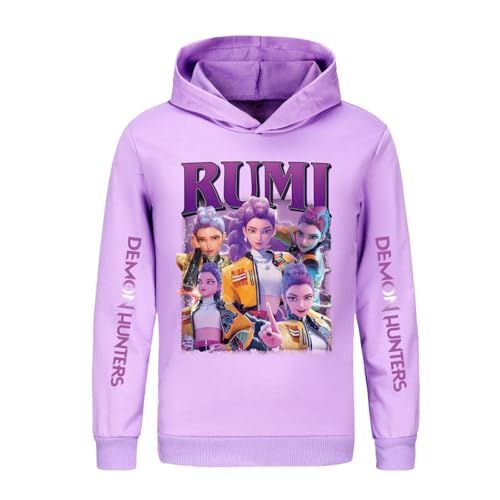 Mengmiao Huntrix KPop Huntr/x Hoodie & Set Kinder– Hunterx Kpop Langarm-Sweatshirt & Jogginghose, Streetwear Kapuzen Hontrix Pulli Pullover für Mädchen & Teenager, Einzelstück oder 2-teiliges Outfit von Generisch