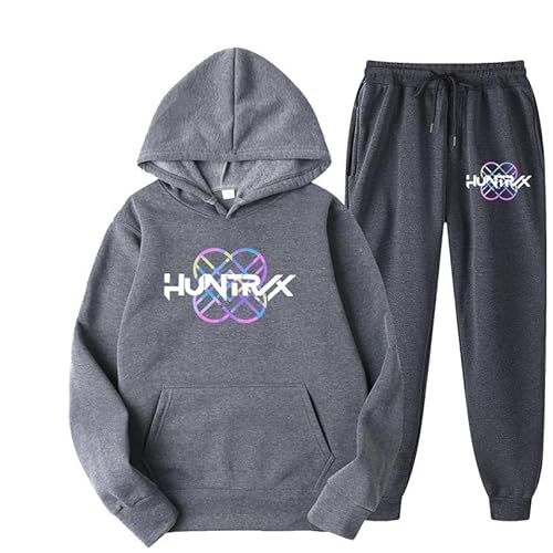 Mengmiao Huntrix Kpop Huntrix Hoodie Set – Unisex Kapuzen Hunterx Kpop Pullover & Jogginghose mit Anime-Druck, K-Pop Streetwear Trainingsanzug Damen Hunterx Kpop Pullover Sweatshirt und Jogginghose von Generisch