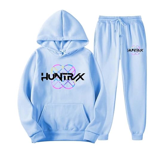 Mengmiao Huntrix Kpop Huntrix Hoodie Set – Unisex Kapuzen Hunterx Kpop Pullover & Jogginghose mit Anime-Druck, K-Pop Streetwear Trainingsanzug Damen Hunterx Kpop Pullover Sweatshirt und Jogginghose von Generisch