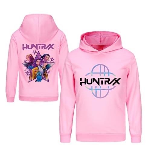 Mengmiao Huntrix KPop Huntr/x Hoodie & 2-teiliges Set für Mädchen – Kurz Geschnittener Kapuzen KPop D-De-Mon H-Hunters Pulli Kids Pullover mit Druck oder Huntr/x Hoodie+Jogginghose Streetwear von Generisch