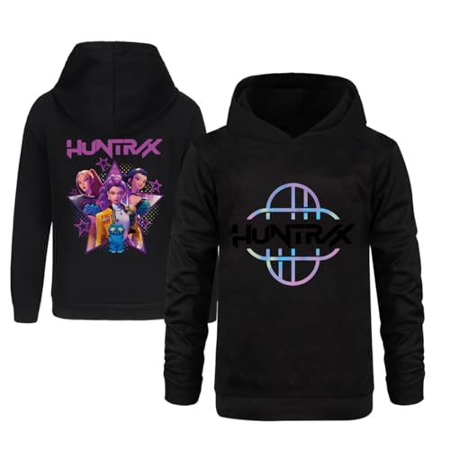 Mengmiao Huntrix KPop Huntr/x Hoodie & 2-teiliges Set für Mädchen – Kurz Geschnittener Kapuzen KPop D-De-Mon H-Hunters Pulli Kids Pullover mit Druck oder Huntr/x Hoodie+Jogginghose Streetwear von Generisch