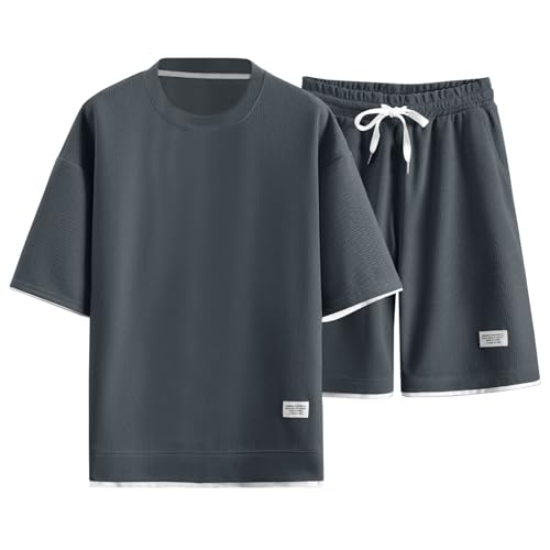 Mens Casual Summer Short Sleeve Leisure Sports Suit Loose Shirt Shorts Suit Two Piece Schlafanzug Klein Schlafanzug Opa Mens Casual Summer Short Sleeve Leisure Sports Suit Loose Shirt Shorts Suit Two Piece Schlafanzug Klein Schlafanzug Opa von Generisch