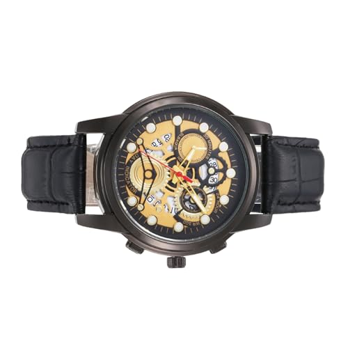 Mens Watch Mechanical - Stilvolle Lederband, Luxus -Armbanduhr | Automatisches Datum Display -Uhrzeit Für Freizeitgeschäftsbekleidung, Fashion Accessoires Elegant Design Watch Für Hochzeitspartys Tägl von Generisch