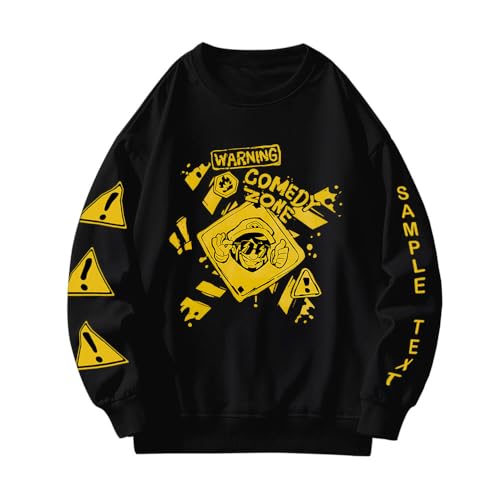 Merch Sweatshirts SMG4 Warnung Rundhalsausschnitt Unisex Kleidung, Schwarz , M von Generisch