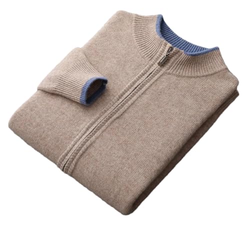 Merino Wolle Cardigan Sweater Herren Gepolstert Freizeit Kaschmir Strickjacke, Braun Grau, L von Generisch