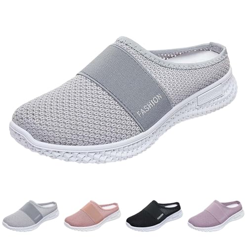Mesh Clogs Atmungsaktive Pantoffeln Leichte, Slip On Hausschuhe Damen Sommer Pantoletten Mules Leichte Pantoffeln rutschfest Sabots Bequeme Gartenschuhe Sandalen Vorne Geschlossen Walkingschuhe von Generisch
