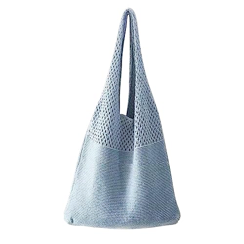Mesh Handtasche Tasche Mesh Ausgehöhlt Strandtasche Gestrickt One Shoulder Damen Tasche Klar Schultertasche, C, Einheitsgröße von Generisch