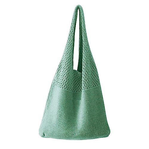 Mesh Handtasche Tasche Mesh Ausgehöhlt Strandtasche Gestrickt One Shoulder Damen Tasche Klar Schultertasche für Frauen, grün, Einheitsgröße Mesh Handtasche Tasche Mesh Ausgehöhlt Strandtasche Gestrickt One Shoulder Damen Tasche Klar Schultertasche für Frauen, grün, Einheitsgröße von Generisch