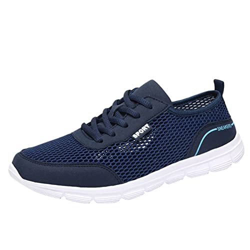 Mesh Laufschuhe Herren Atmungsaktiv Jogging Sportschuhe Weiche Unterseite Fitness Turnschuhe Leicht Slip On Freizeitschuh Bequem Low-Top Arbeitsschuhe Rutschfeste Outdoor Walking Schuhe, blau, 39 2/3 von Generisch