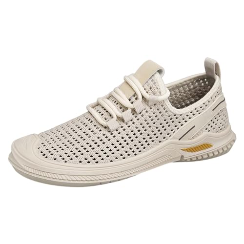 Mesh Slip On Sneaker Herren, Freizeitschuhe Herren Ohne Schnüren, Barfußschuhe Atmungsaktiv Schlupfschuhe rutschfest Outdoorschuhe Einfarbige Halbschuhe Flache Sohle Fitnessschuhe von Generisch