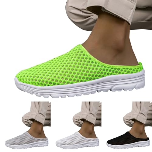 Mesh-Slip-On-Sneakers Für Herren Sportschuhe Herren Weiße Sohle Joggingschuhe Hinten Offen Schlupfschuhe Vorne Geschlossen Walkingschuhe Atmungsaktiv Freizeitschuhe Flache Sohle Turnschuhe Gedämpft von Generisch