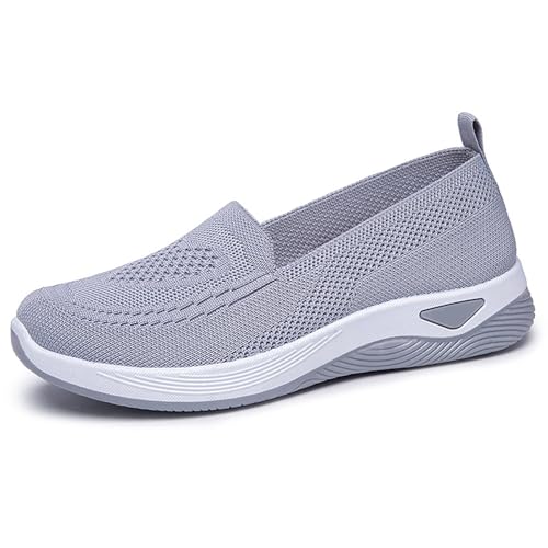 Mesh Sportschuhe Damen,Freizeitschuhe Damen Sneaker Slip On Fitnessschuhe Atmungsaktiv Flacheschuhe Weich Bequem Walkingschuhe Vielseitig Joggingschuhe Einfarbig Arbeitsschuhe Modisch Outdoorschuhe von Generisch
