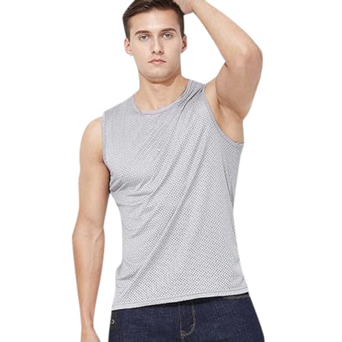 Mesh Tank Top Herren Durchsichtig Tanktop Ice Silk Netzunterhemd Ärmelloses Tshirts Transparent Muskelshirt Atmungsaktiv T Shirt Clubwear Tanktops Netz Unterhemd Netzoberteil von Generisch