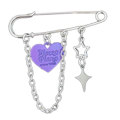 Metall-Brosche in Herzform, für Damen und Herren, Quasten, Sicherheitsnadel, Cardigan-Clips, Schmuck, Broschen, DIY-Abzeichen, 6,5 cm, Kunststoff, Kein Edelstein von Generisch