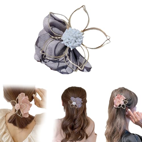 Metall-Haarspangen für Damen, niedliche Haarspangen, Blumenclips für Haar, kleine Haarspangen für Damen, Metall-Klauenclips für dickes Haar (Hellschwarz) von Generisch