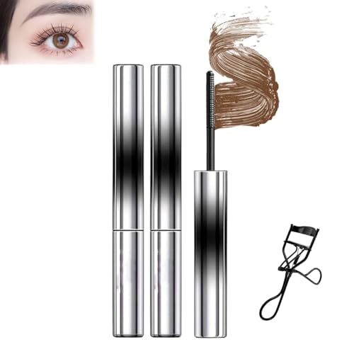 Metall-Mascara, Eisen-Mascara, 3D-Wimpernzangen 𝐌ascaras, 2026 Neue Bürstenlose 𝐌etal-Mascaras, Langanhaltend Und Wischfest (2 Stück – Braun) von Generisch