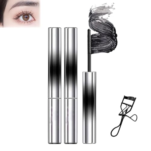 Metall-Mascara, Eisen-Mascara, 3D-Wimpernzangen 𝐌ascaras, 2026 Neue Bürstenlose 𝐌etal-Mascaras, Langanhaltend Und Wischfest (2 Stück – Schwarz) von Generisch