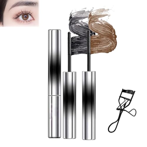Metall-Mascara, Eisen-Mascara, 3D-Wimpernzangen 𝐌ascaras, 2026 Neue Bürstenlose 𝐌etal-Mascaras, Langanhaltend Und Wischfest (Schwarz + Braun) von Generisch