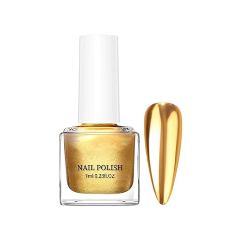 Metallspiegel Nagellack, Metallic Nail Polish, Nail Art Polish, Langanhaltender Nagellack Mit Hochglanz Finish, Wunderschöne Reflektierende Maniküre Nagellacke (Gold) von Generisch