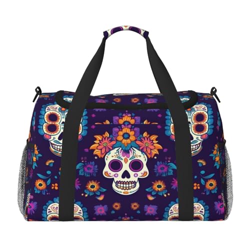 Mexikanische Skelett-Reisetasche, Totenkopf, Fitnessstudio, Übernachtung, Wochenendtasche für Männer und Frauen, leichtes Handgepäck für Workout, Urlaub Mexikanische Skelett-Reisetasche, Totenkopf, Fitnessstudio, Übernachtung, Wochenendtasche für Männer und Frauen, leichtes Handgepäck für Workout, Urlaub von Generisch