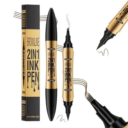 Microblading Eyebrow Pen, 2024 New Eyebrow Pencil Magical 2-in-1 Dual-Ended Eyebrow Pen Tattoo Pencil for Women With 4-Fork-Tip & Precise Brush-Tip Create Natural Makeup Last All Day (Grau) von Generisch