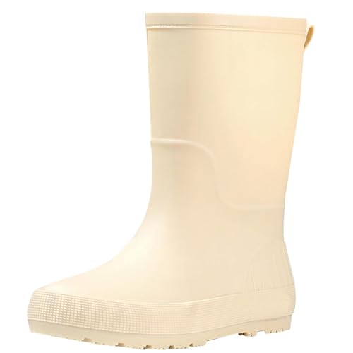 Mid Calf Regenstiefel für Damen,Damen Gummistiefel Größe,rutschfeste einfarbige Stiefel Winter Plateau Wasserschuhe Schuhe Mit Absatz Arbeitsstiefel Rain Boots von Generisch