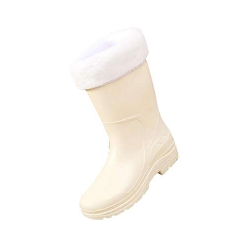 Mid Regenstiefel Damen,Regenschuhe für Damen,einfarbige Plateau Arbeitsstiefel Comfort Schwarze Schuhe Gefüttert Short Rain Boots Garden Outside Gummistiefel von Generisch