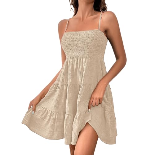 Midikleid Leicht Kleider Modern Cocktailkleid Sommer Maxikleid Partykleid Partykleider Hawaii Cocktailkleider Atmungsaktiv Festlicheskleid Mode Chiffonkleid Taschen Chiffonkleider(2-Beige,XXL) von Generisch