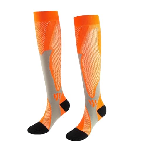 Minasa Kompressionsstrümpfe für schmerzfreie Beine & Füße, Kompressionsstrümpfe für Damen und Herren, Winter Compression Socks, für Sport, Radsport, Fitness etc (Orange, L/XL) von Generisch