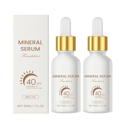Mineral Serum Foundation SPF 40, SPF 40 Hydrating Skin Tinted Foundation 30ml, 3-in-1: Hautpflege, Sonnenschutz und Konturierung, Dewy Finish für glättende Glanz Haut, Täglicher Weg zur Arbeit, Beige von Generisch
