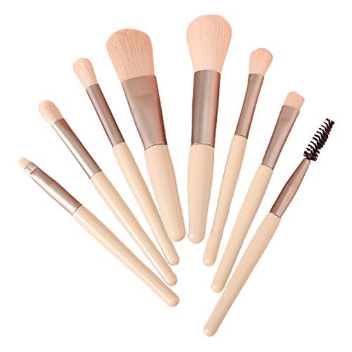 Mini-Kosmetikpinsel-Set, 8-teilig, farbiger Holzgriff, weiche Pinsel, Lidschatten, Concealer, Beauty-Tools von Generisch