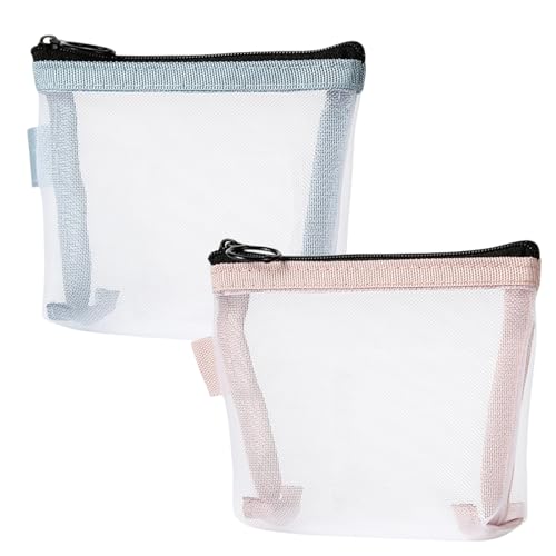 Mini-Kulturbeutel mit Reißverschluss, Mini-Netz-Make-up-Tasche, Nylon, wasserdicht, kleine Geldbörse, kleine Make-up-Tasche, Reisetasche mit Reißverschluss, tragbare Make-up-Tasche, Reise-Kulturbeutel von Generisch