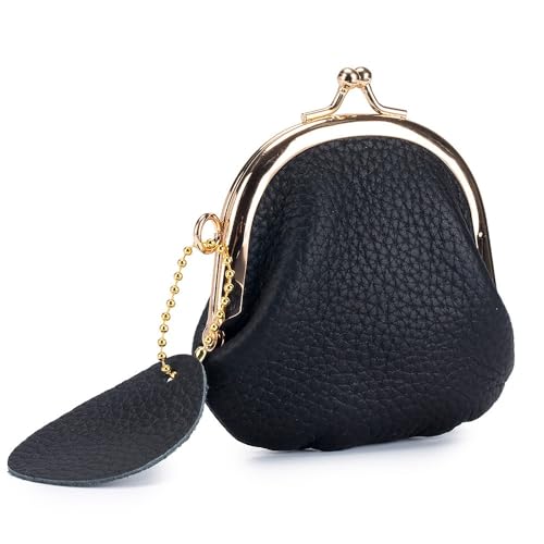 Mini-Münzgeldbörse, Geldbörse, Geldbörse, Schnalle, Kartenhalter, kleine Geldbörse, tragbar, Kussverschluss, Clutch, Lippenstift-Tasche, Schwarz , Modern von Generisch