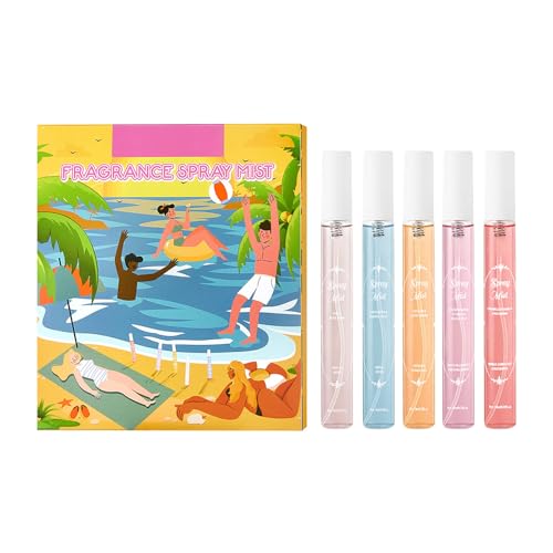 Mini Parfüm Set, Verschiedene Düfte, Lang Anhaltendes und Frisch Fruchtiges Spray Für Frauen, 5x10ml Eau de Parfum Set mit frischen Blumigen und Fruchtigen Düften, Reisegröße (5×10ml, 1) von Generisch