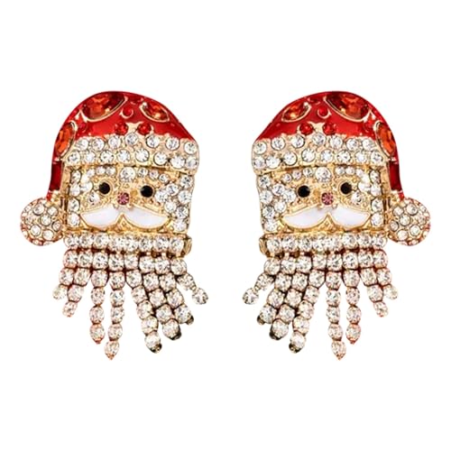Mini Weihnachtsanhänger Ohrringe Micro Inset Strass Design Alle Retro Persönlichkeit Ohrringe Mädchen Weihnachtsohrringe Silber 925 (Red, One Size) von Generisch