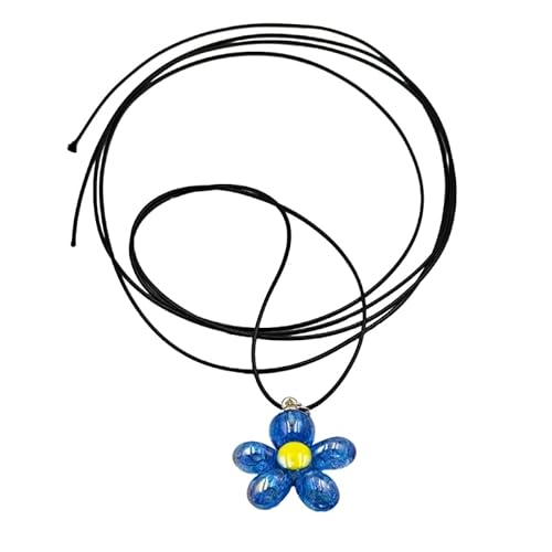 Minimalistische Halskette mit Blumenanhänger, bunte Acrylkette, Statement-Halskette, Mädchen-Schmuck, Chokerkette, für den täglichen Gebrauch, florale Anhänger-Halskette von Generisch