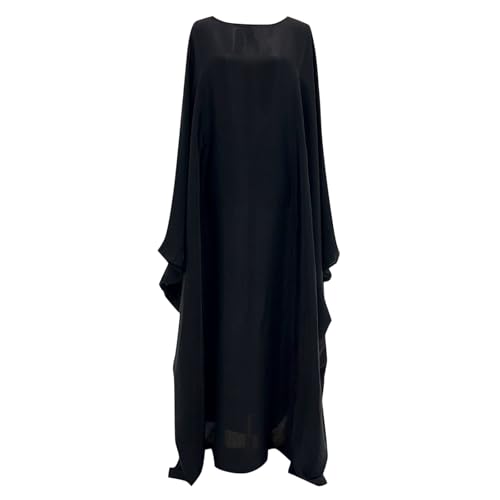 Minirock Elastisch Frauen Muslimischen Dubai Frühling Sommer Versammlung Party Glitter Tuch Rundhals Gürtel Kleid Robe Bikini Mit Shorts Damen (Black, L) von Generisch