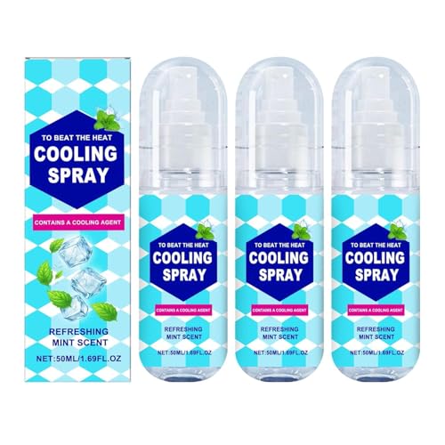 Mint Cool Spray, Kühlspray Für Heißes Wetter, Natürlicher Minzspray, Kühlendes Spray Für Gesicht Und Körper, Kühlendes Gesichtsspray Mist, Formel mit Frischem Minzaroma, 50ml (50ml, 3PC) von Generisch