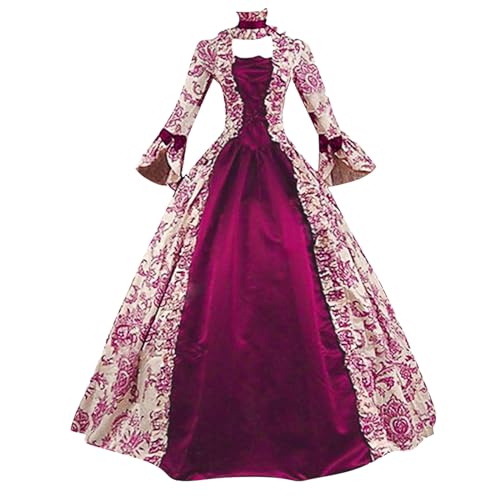 Mittelalter Kleid Damen Lang A-Line Gothic Kleid Hohe Taille Vintage Barock Ballkleid Partykleid Kostüm Viktorianisches Renaissance Prinzessin Kleidung von Generisch