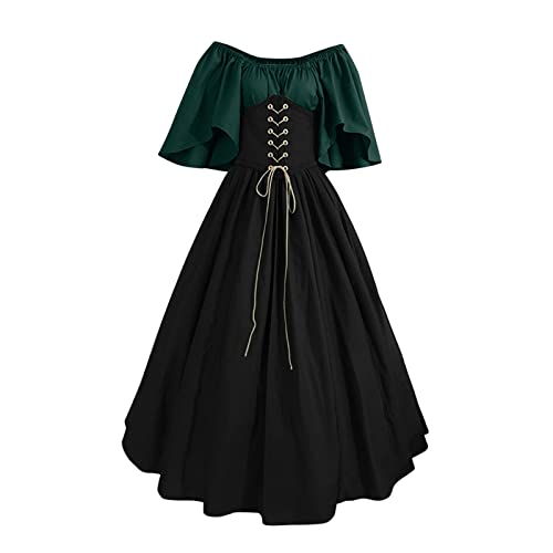 Mittelalter Kleid Damen mit Korsett Gothic Kleidung Renaissance Kleider Mittelalter Halloween Karneval Kostüm Vintage Abendkleider Cocktailkleid Viktorianisches Partykleid für Halloween Karneval von Generisch